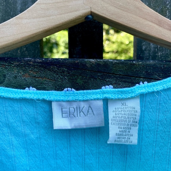 Y2K VTG Mint Green Cropped Cami Scalloped Trim XL Cottagecore Coquette Pastel - Picture 6 of 7